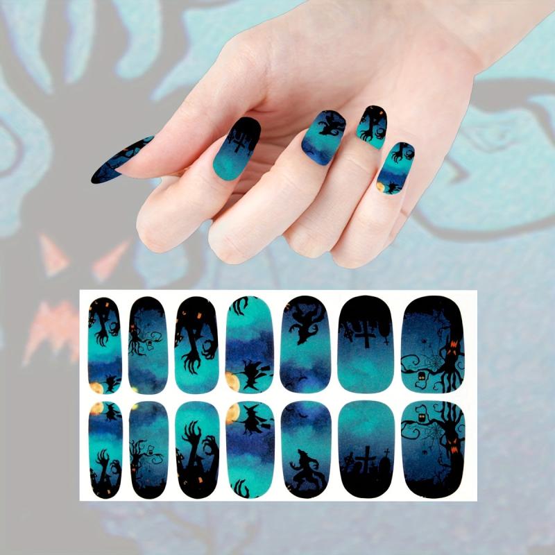 Halloween Nail Wraps Art Stickers Witch Bat Ghost Spider Pattern Self Adhesive