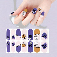 Halloween Nail Wraps Art Stickers Witch Bat Ghost Spider Pattern Self Adhesive