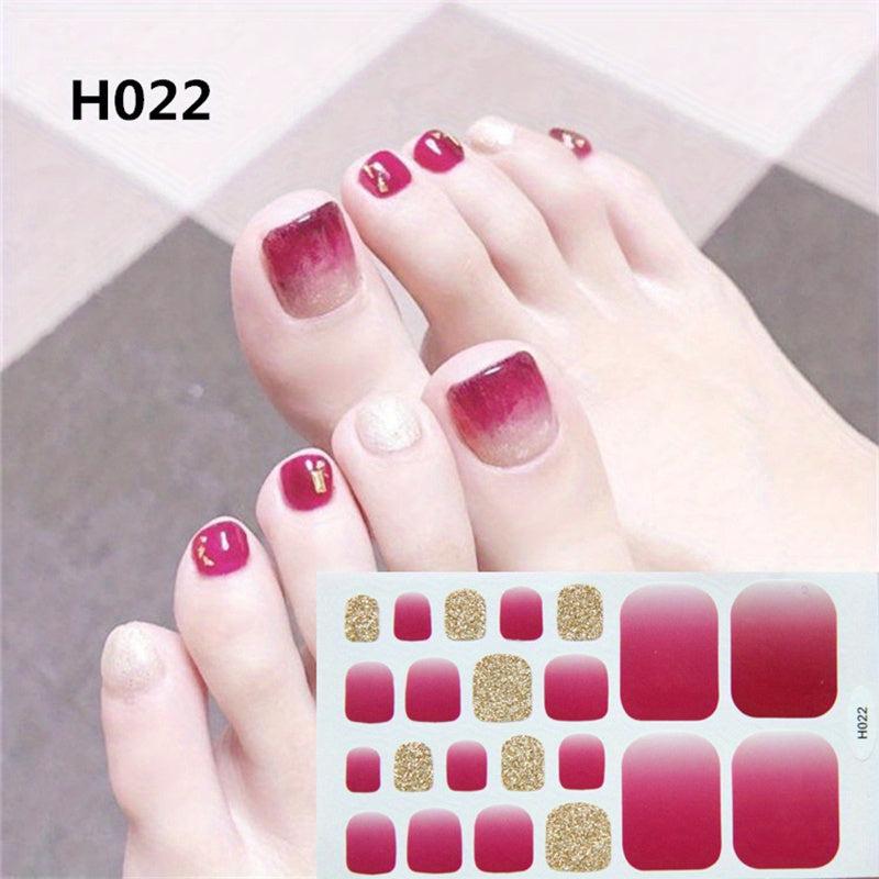 Glitter Toe Nail Stickers Self Adhesive Foot Decals for Nail Art