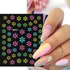 24 pcs Floral 3D Nail Art Stickers Set - Colorful Flowers Design Slid