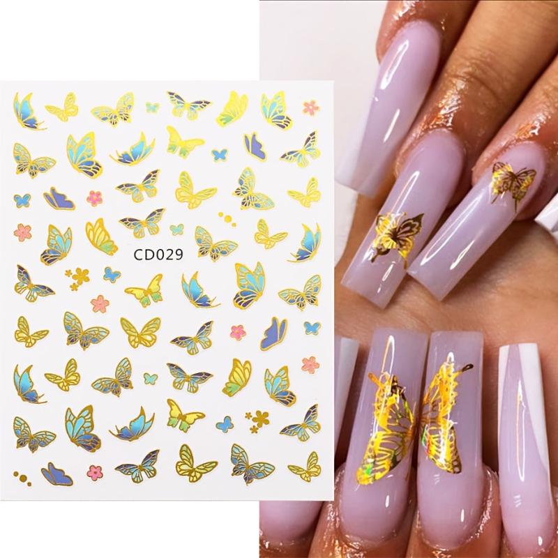 Bronzing Laser 3D Butterfly Nail Art Stickers