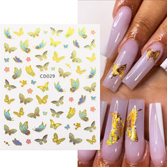 Bronzing Laser 3D Butterfly Nail Art Stickers