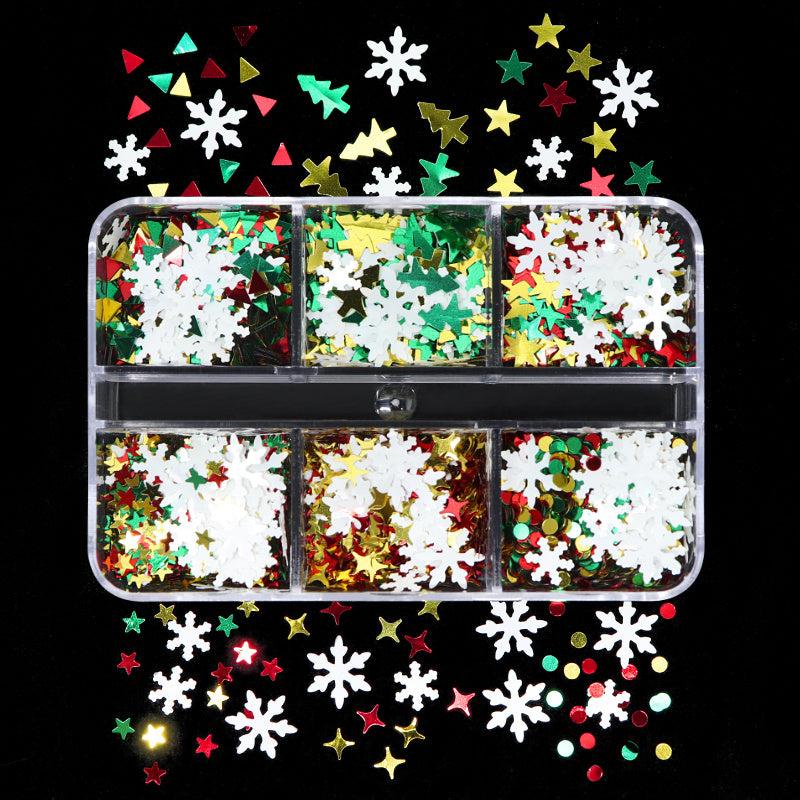 Snowflake Sequins Nail Art Glitter Set 3D Holographic Winter Nail Supplies