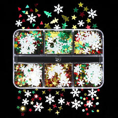Snowflake Sequins Nail Art Glitter Set 3D Holographic Winter Nail Supplies