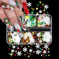 Snowflake Sequins Nail Art Glitter Set 3D Holographic Winter Nail Supplies