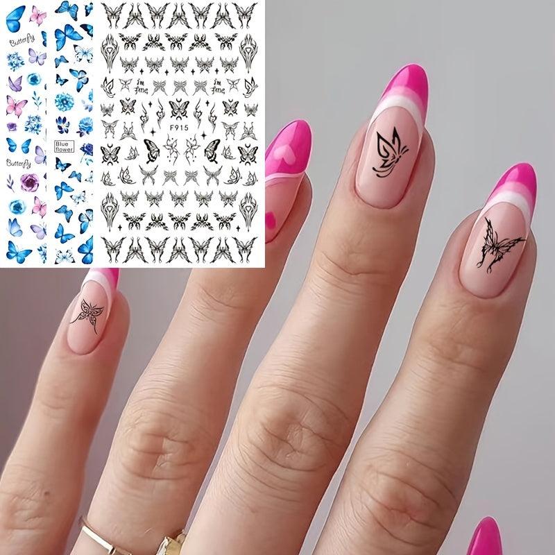 Colorful 3D Butterfly Nail Art Stickers Long Lasting Decals