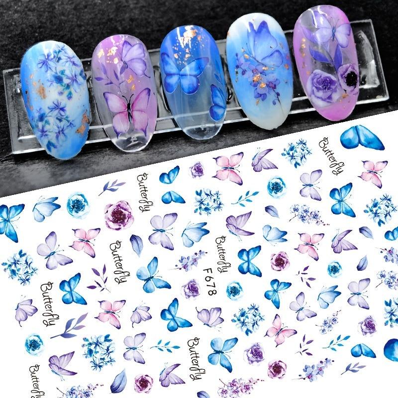 Colorful 3D Butterfly Nail Art Stickers Long Lasting Decals