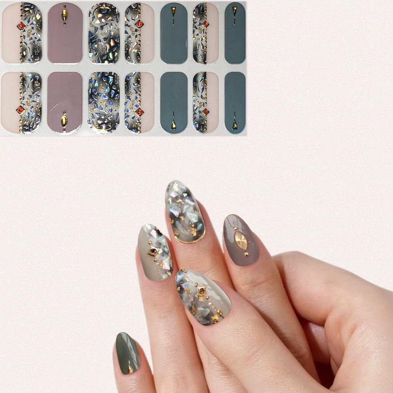 Glitter Self Adhesive Nail Polish Stickers with Manicure Decoration Kit