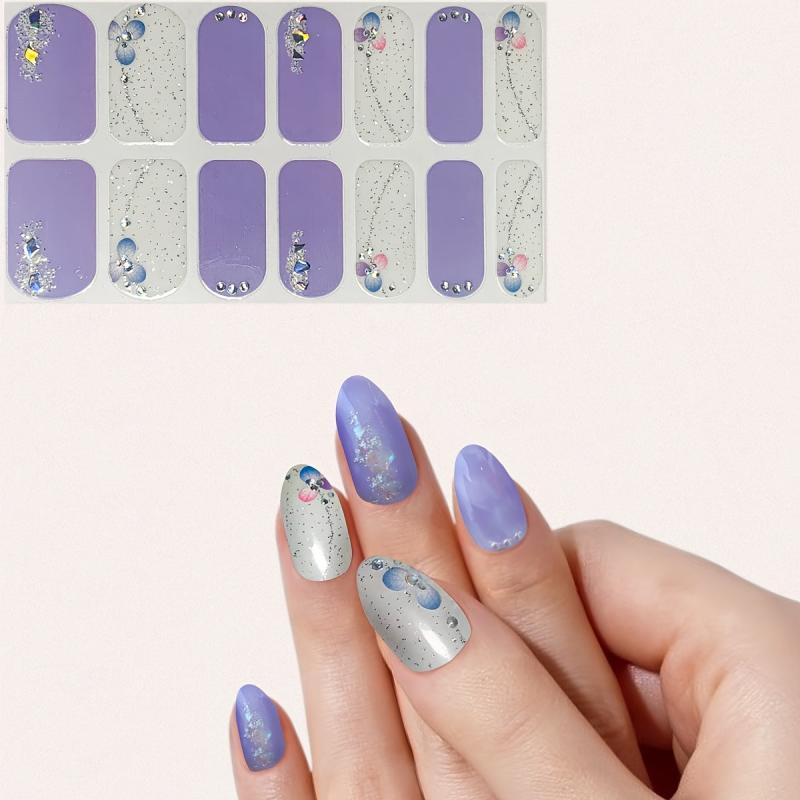 Glitter Self Adhesive Nail Polish Stickers with Manicure Decoration Kit