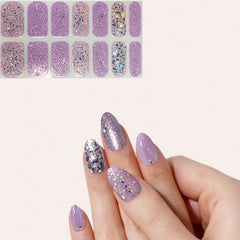 Glitter Self Adhesive Nail Polish Stickers with Manicure Decoration Kit