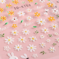 5D Acrylic Daisy Nail Stickers Self Adhesive Nail Art Decals