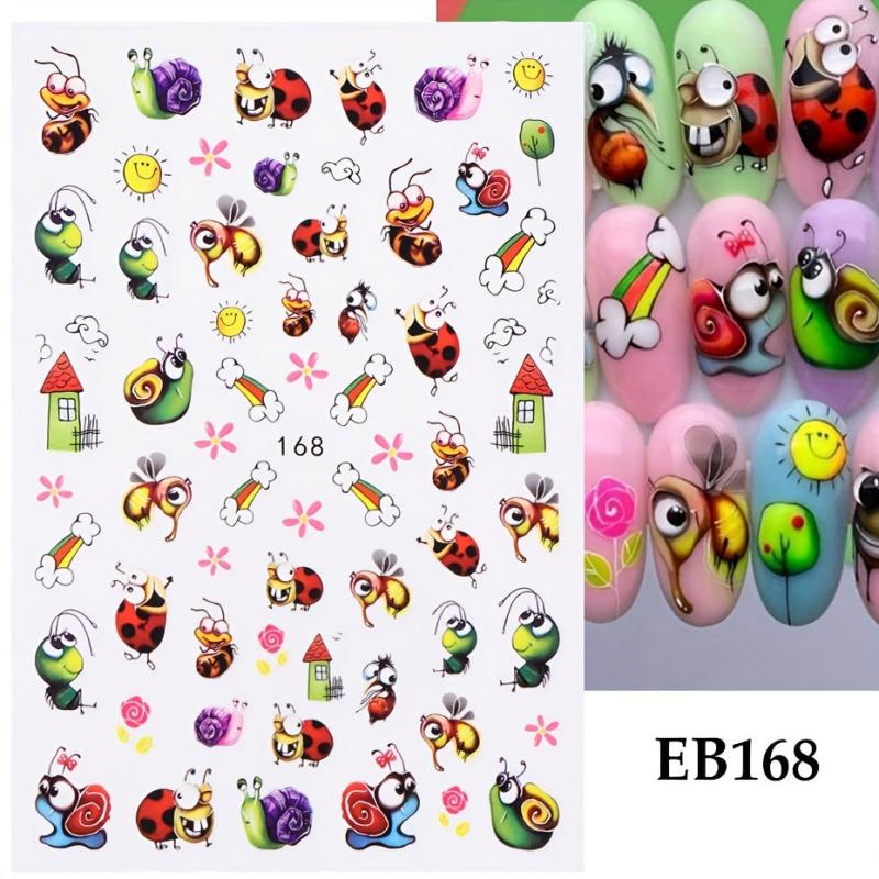 3D Snail Bee Insect Nail Art Stickers Self Adhesive Nail Decals