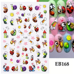 3D Snail Bee Insect Nail Art Stickers Self Adhesive Nail Decals