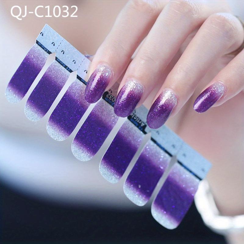 Colorful Glitter Gradient Nail Art Sets with Self Adhesive Stickers