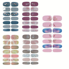 5 Sheets Glitter Gradient Nail Polish Stickers Self Adhesive Nail Decals