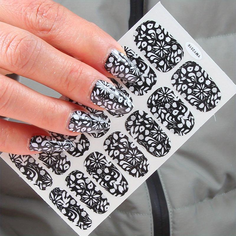 Flower Pattern Nail Polish Stickers Self Adhesive Decal Strips