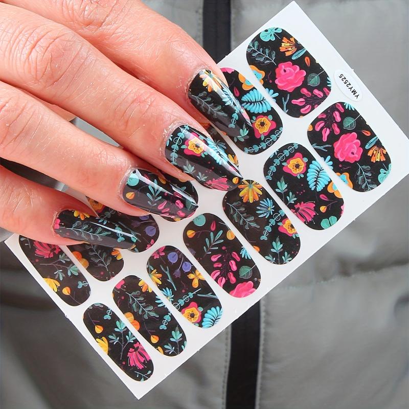 Flower Pattern Nail Polish Stickers Self Adhesive Decal Strips