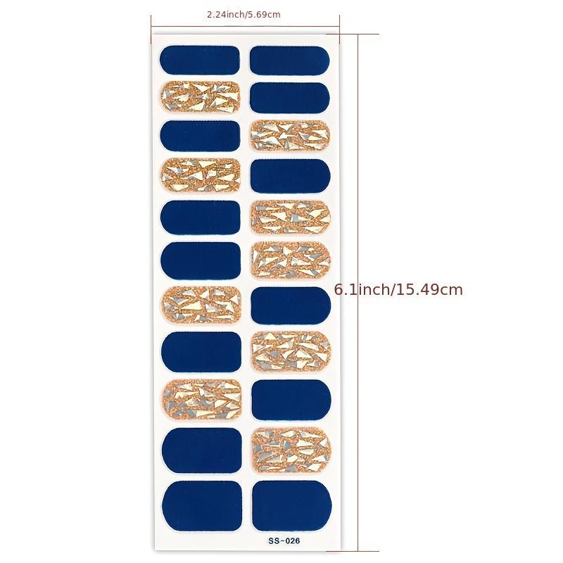 Geometric Pattern Full Nail Stickers Glitter Self-adhesive Nail Decals