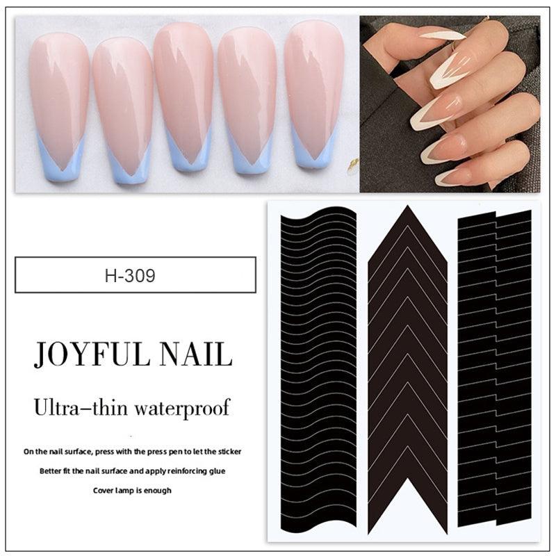 French Manicure Nail Art Stickers Moon V Shape Nail Guides