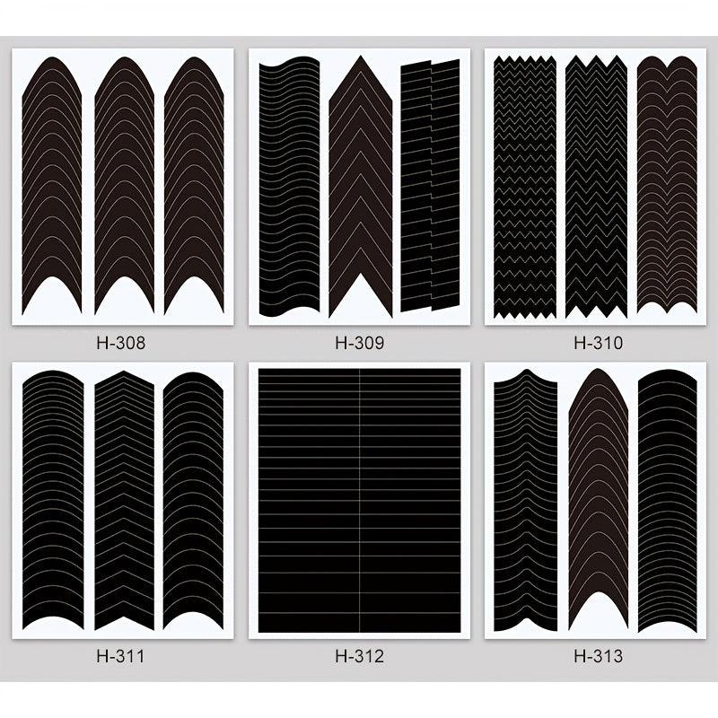 French Manicure Nail Art Stickers Moon V Shape Nail Guides