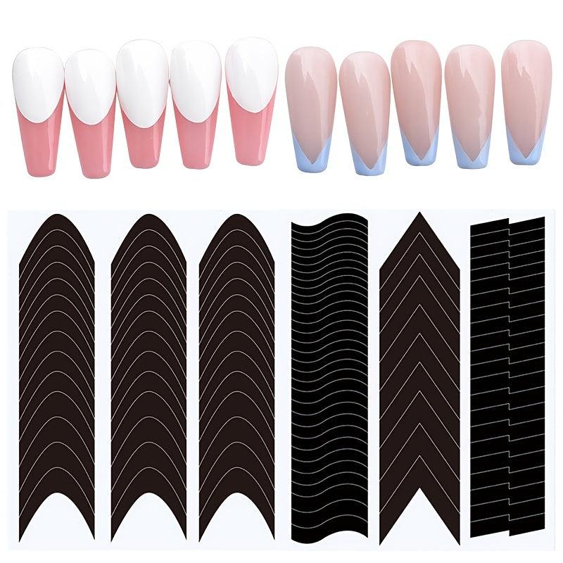 French Manicure Nail Art Stickers Moon V Shape Nail Guides