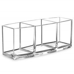 Clear Acrylic 3-Grid Makeup Organizer for Lipstick and Nail Polish Storage