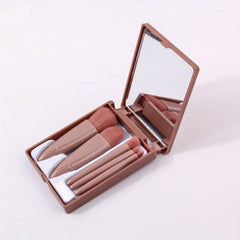 Portable Makeup Brush Set With Mirror & Travel Case