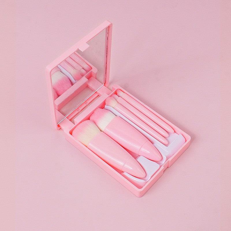 Portable Makeup Brush Set With Mirror & Travel Case