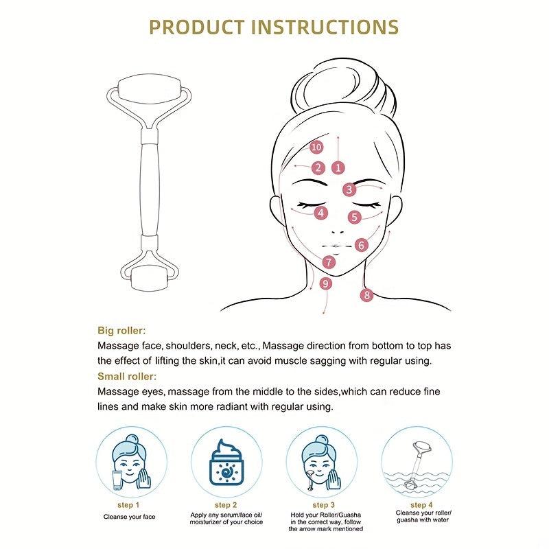 Rose Quartz Massage Roller for Face Care Reduce Aging Skin
