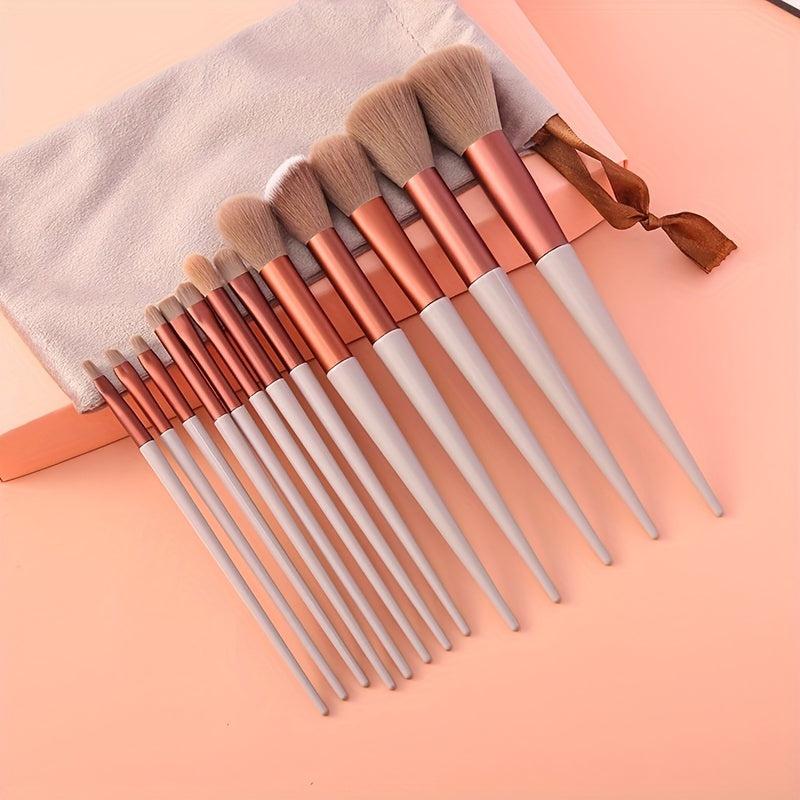 15-Piece Makeup Brush Set for Face Blush Eyeshadow Foundation Beauty Tool