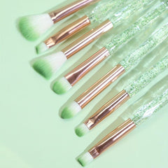 Green Makeup Brush Kit 7pcs Soft Bristles Ideal Gift Idea