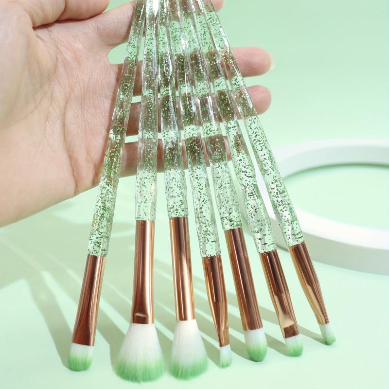 Green Makeup Brush Kit 7pcs Soft Bristles Ideal Gift Idea