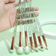 Green Makeup Brush Kit 7pcs Soft Bristles Ideal Gift Idea