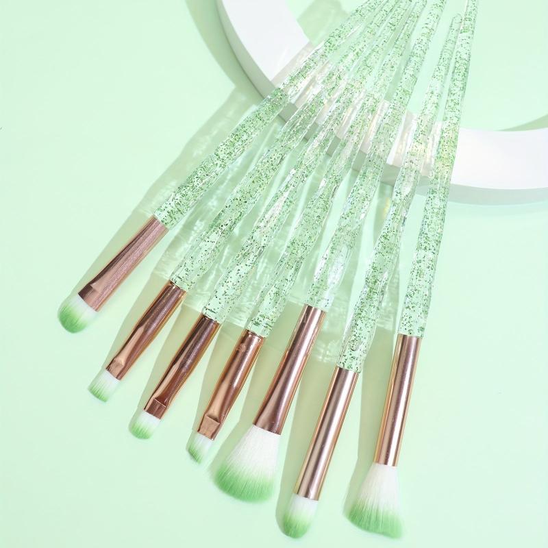 Green Makeup Brush Kit 7pcs Soft Bristles Ideal Gift Idea