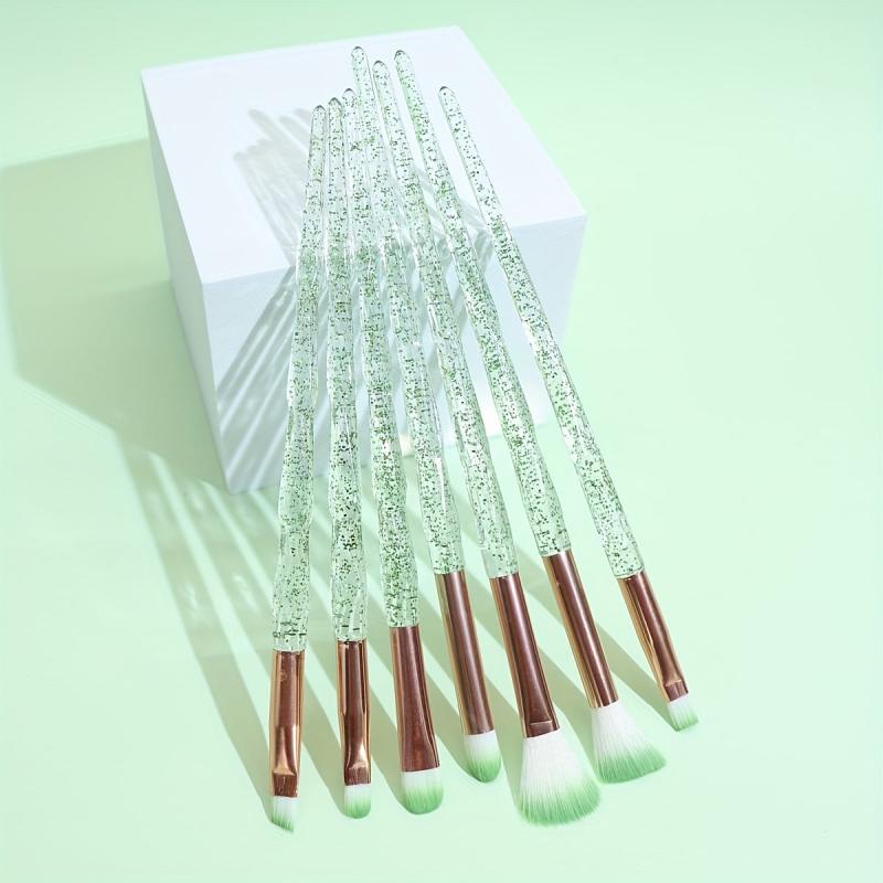 Green Makeup Brush Kit 7pcs Soft Bristles Ideal Gift Idea