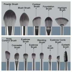 Professional Synthetic Makeup Brush Set with 2 Soft Mini Powder Puffs
