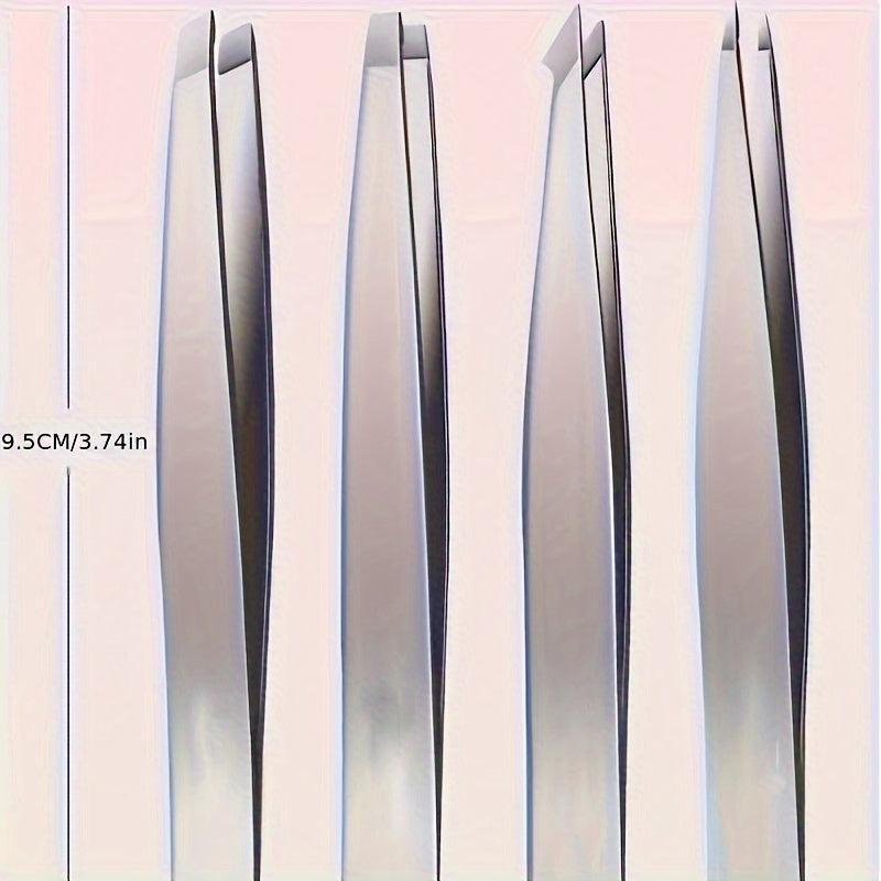 4pcs Set Clip Eyebrow Grooming Small Tweezers Plucking Beard Tool