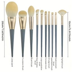 12pcs Makeup Brush & Tools Set with Cleaning Pad Bowl and Powder Puff
