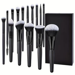 15pcs Makeup Brush Set Long Handle Soft Synthetic Fiber