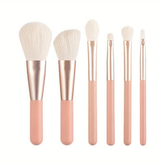 6pcs Travel Wooden Handle Makeup Brush Set with Portable Case