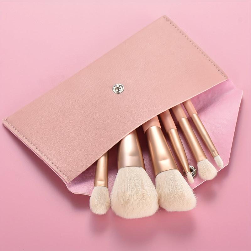 6pcs Travel Wooden Handle Makeup Brush Set with Portable Case