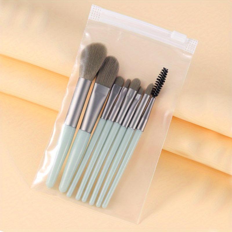 8pc Mini Makeup Brush Set with Storage Bag, Soft Foundation Eyeshadow Brushes
