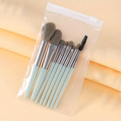 8pc Mini Makeup Brush Set with Storage Bag, Soft Foundation Eyeshadow Brushes