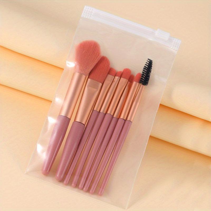 8pc Mini Makeup Brush Set with Storage Bag, Soft Foundation Eyeshadow Brushes