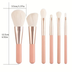 6pcs Makeup Brush Set with Bag Face Blush Contour Powder Wooden Handle