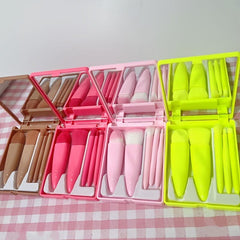 Mini Travel Makeup Brush Set with Mirror - Includes 5 Essential Brushes