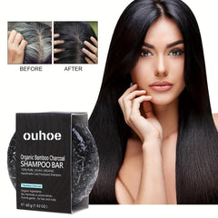 Bamboo Charcoal Shampoo Soap Cleanses Scalp Hair Repairs Damaged