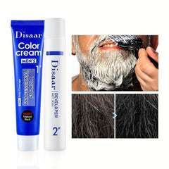 60ml 2pcs Men's Natural Beard Dye Cream Fast Dyeing Paste