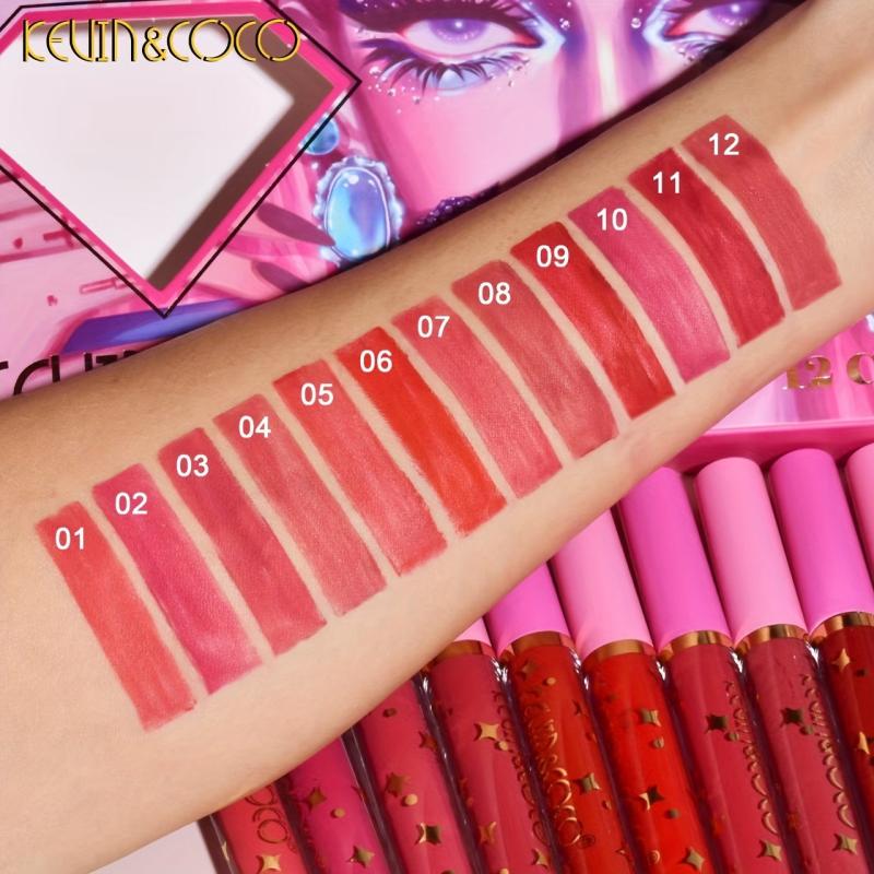 KEVIN&COCO 12 Pcs Urban Style Long Lasting Lip Gloss Set