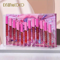 KEVIN&COCO 12 Pcs Urban Style Long Lasting Lip Gloss Set